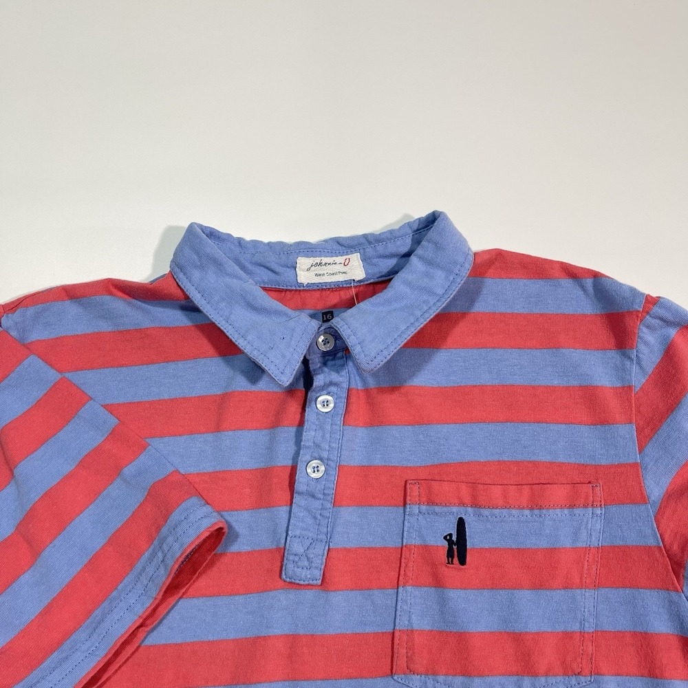 Johnnie-O West Coast Prep Polo Shirt Mens Size 16 Blue & Pink  Surfer Logo